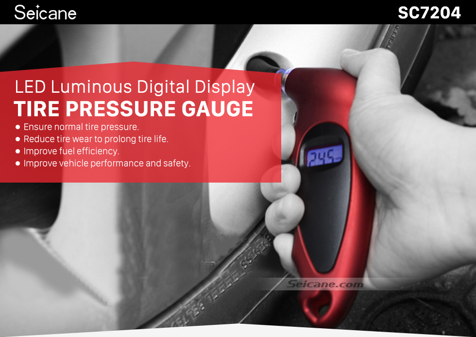 Seicane High precision Car Portable LED Luminous Digital Display Tire Pressure Gauge Electron Measuring Instrument Seicane High precision Car Portable LED Luminous Digital Display Tire Pressure Gauge Electron Measuring Instrument