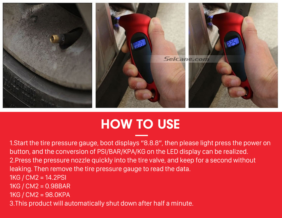 Seicane High precision Car Portable LED Luminous Digital Display Tire Pressure Gauge Electron Measuring Instrument Seicane High precision Car Portable LED Luminous Digital Display Tire Pressure Gauge Electron Measuring Instrument