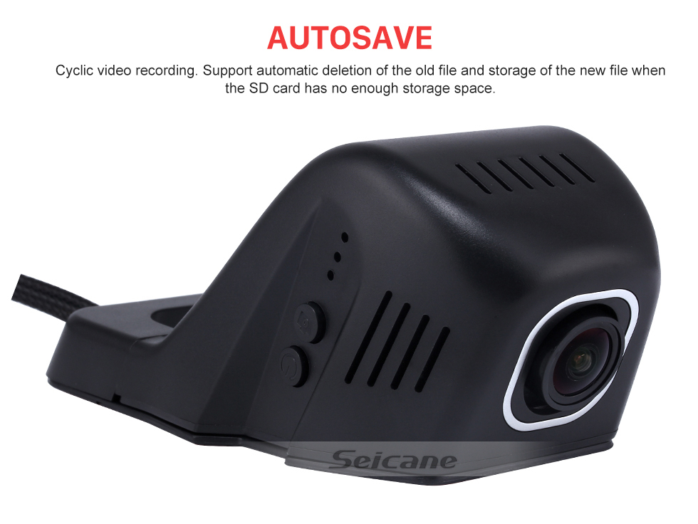 Seicane Universal Hidden HD 170 graus Grande angular Carro Driving Video Recorder com WIFI Telefone Conexão Display GPS Driving Trajectory Estacionamento Monitoramento Backup Rearview Camera