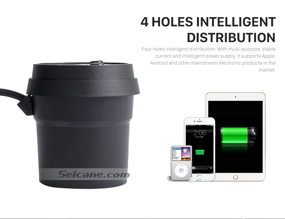 Seicane Dual USB Ports Cylindrical Car Charger with Dual Cigarette Lighter Interface High-definition Digital Display Seicane Dual USB Ports Cylindrical Car Charger with Dual Cigarette Lighter Interface High-definition Digital Display