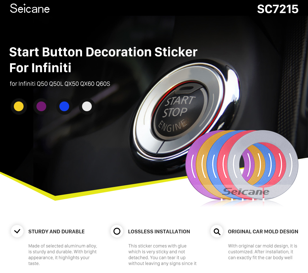 Seicane Multiple Colors Engine Start Button Decoration Sticker for Infiniti Car Styling Aluminum Alloy Ring Trim Seicane Multiple Colors Engine Start Button Decoration Sticker for Infiniti Car Styling Aluminum Alloy Ring Trim