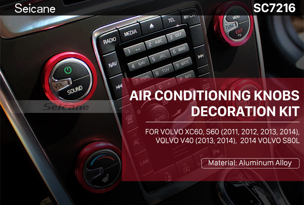 Seicane Colorful Air Conditioning Knobs Decoration Kit for 2011-2014 Volvo XC60 S60 V40 S80L Car Interior Stereo Audio Ring Cover kit Seicane Colorful Air Conditioning Knobs Decoration Kit for 2011-2014 Volvo XC60 S60 V40 S80L Car Interior Stereo Audio Ring Cover kit