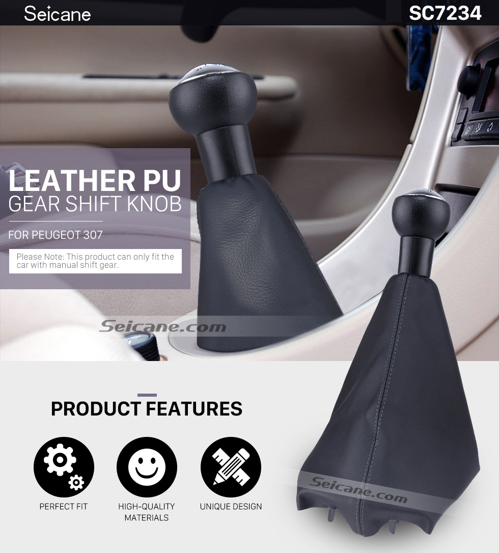 Seicane Black 5 Speed Manual Shifter LEATHER PU PVC Gear Shift Knob for Peugeot 307 with Dirt-proof Cover Seicane Black 5 Speed Manual Shifter LEATHER PU PVC Gear Shift Knob for Peugeot 307 with Dirt-proof Cover