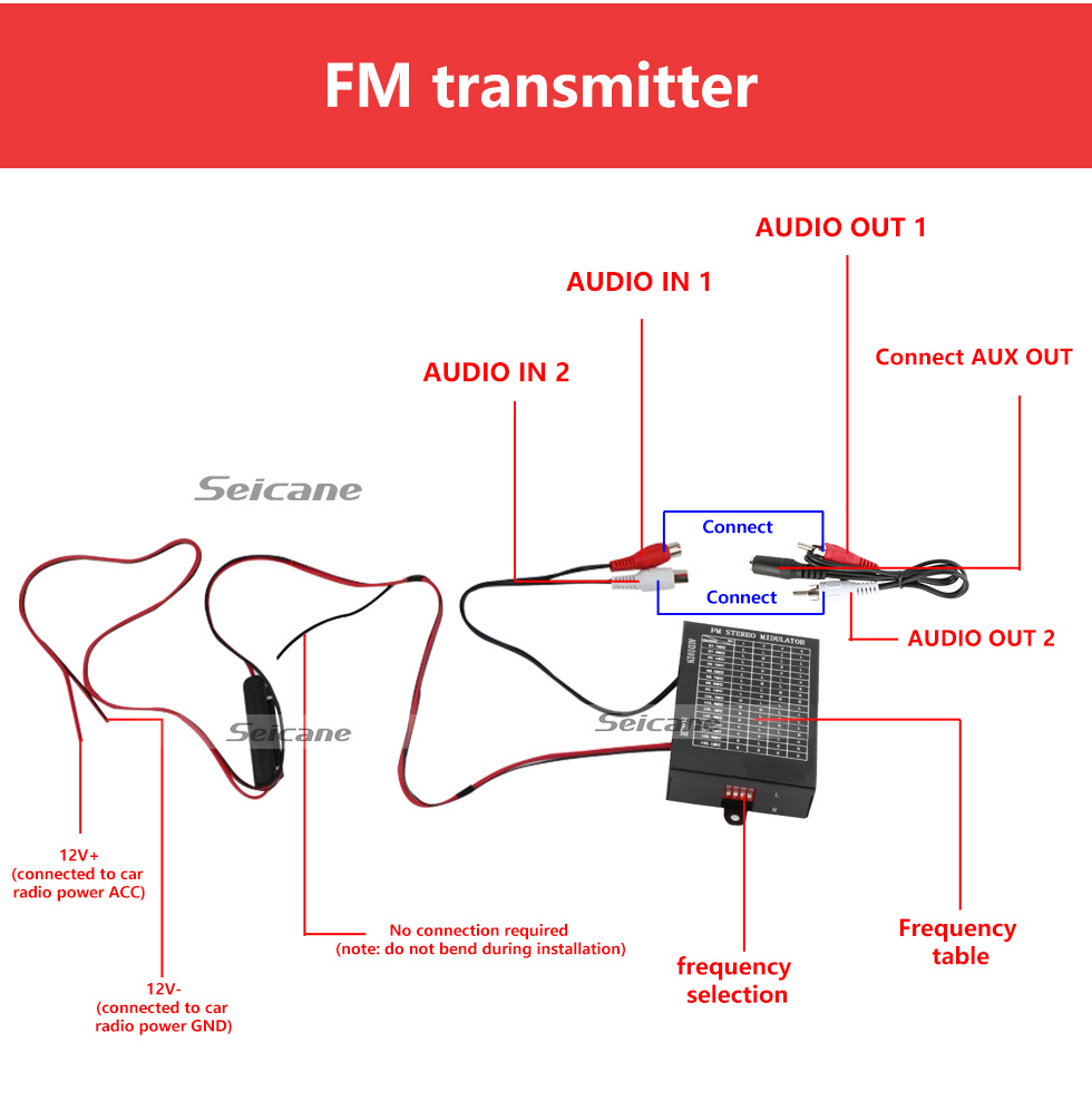 Seicane Rádio sem fio montado em veículo com display LCD, música, transmissor FM, modulador, kit veicular para telefones celulares