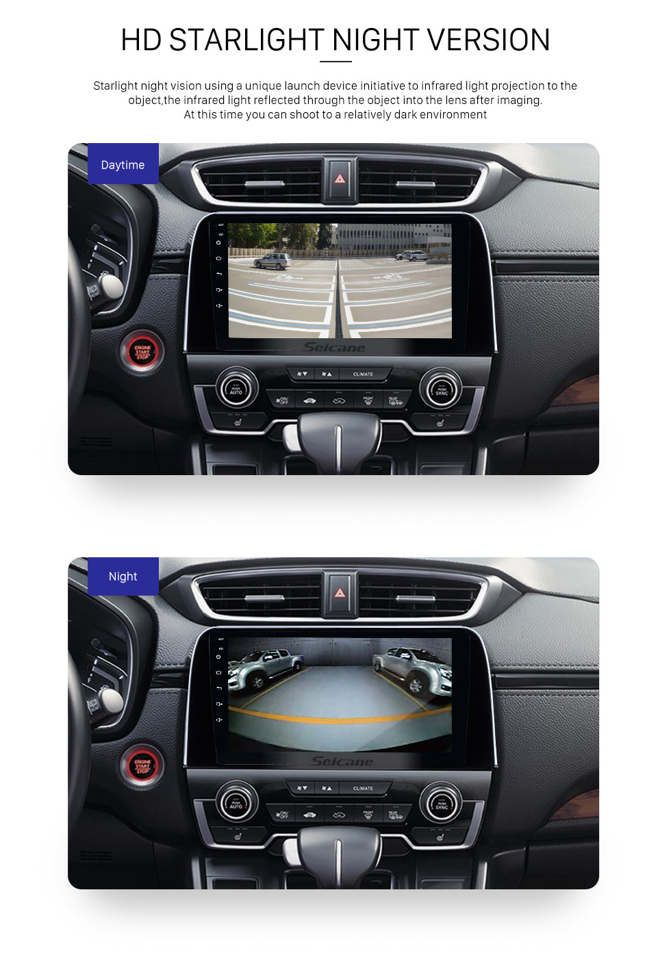 Seicane Sistema de assistência de estacionamento à prova d&amp;#39;água para câmera retrovisora de visão noturna AHD para tela grande de rádio de carro