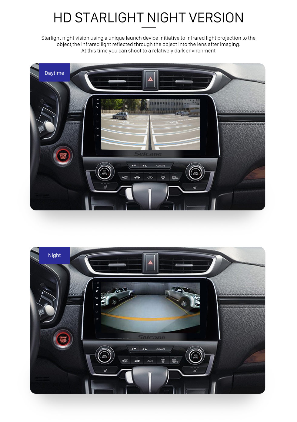 Seicane AHD visión nocturna cámara de visión trasera sistema de asistencia de estacionamiento a prueba de agua para radio de coche pantalla grande