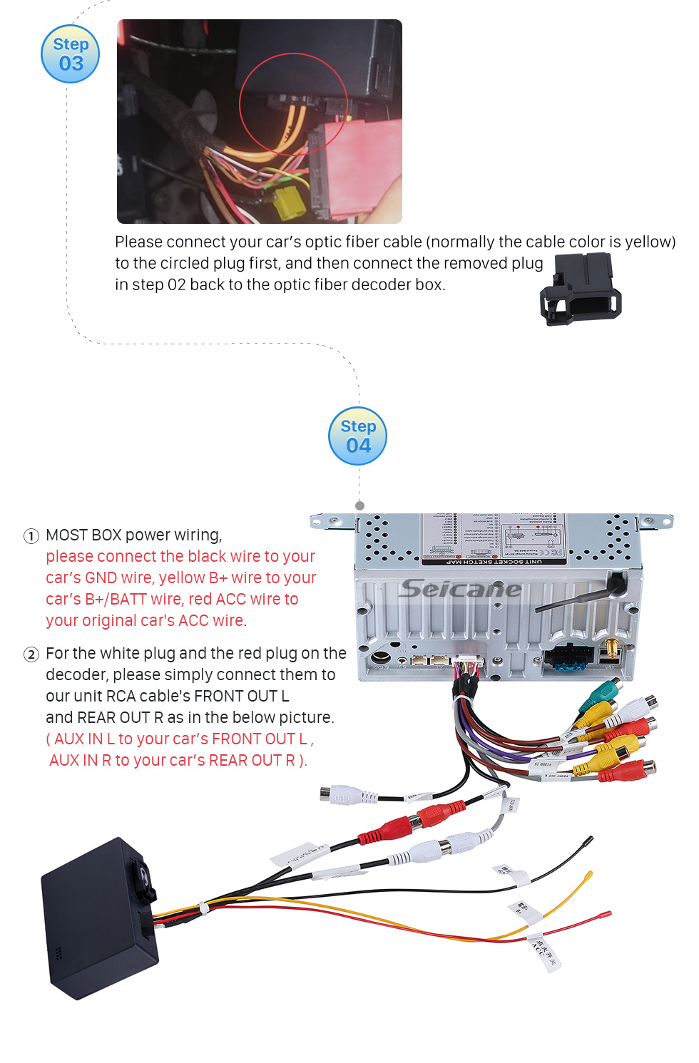 Seicane 2005-2012 Mercedes Benz ML Class W164 ML280 ML300 ML320 ML350 ML420 ML450 ML500 ML550 ML63 Car Optical Fiber Decoder Most Box Bose Harmon Kardon Converter Optic Interface