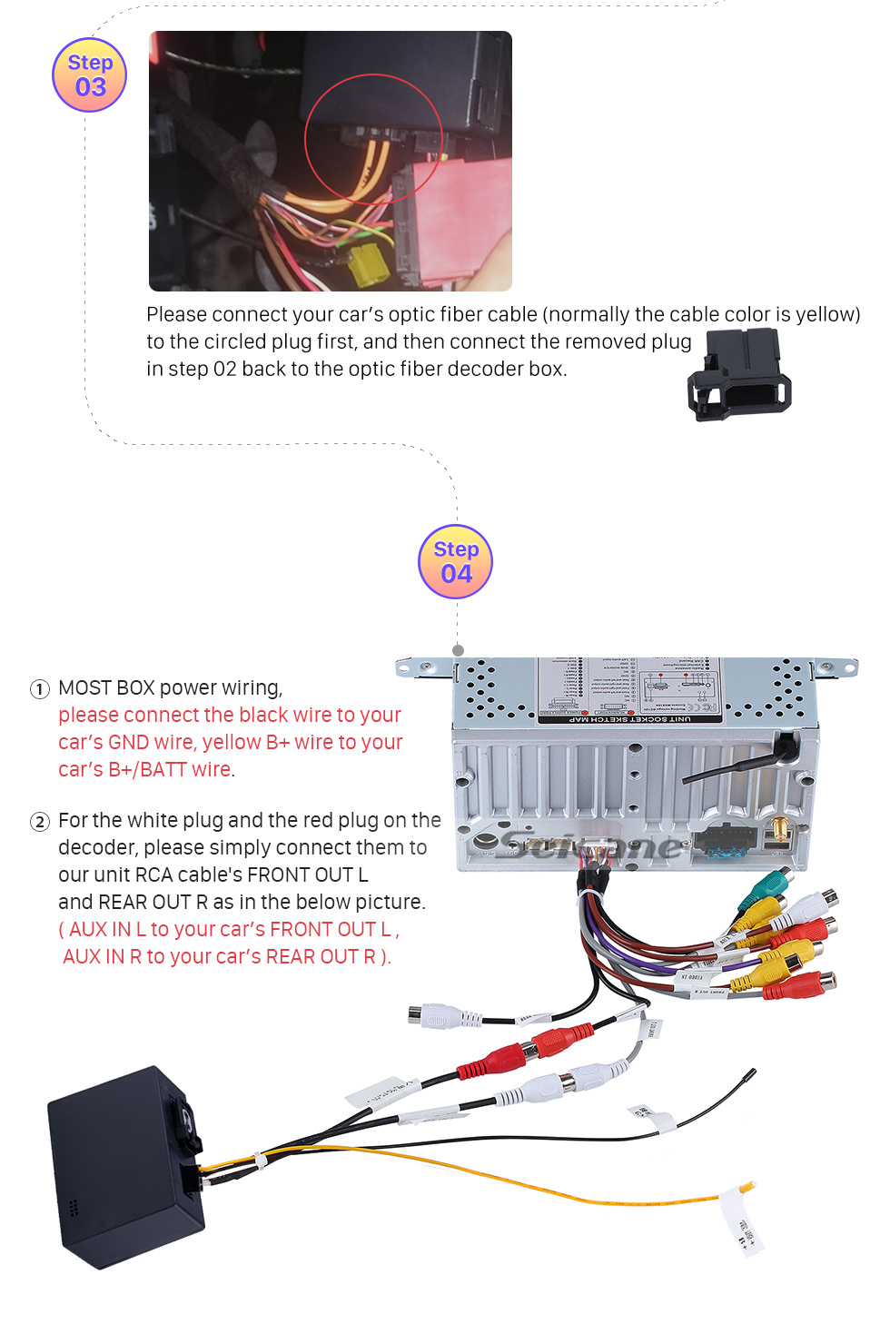 Seicane 2004-2012 Mercedes-Benz CLS-W219 CLS350 CLS500 CLS55 Car Optical Fiber Decoder Most Box Bose Harmon Kardon Audio Decoding DAC Interface Amplifier