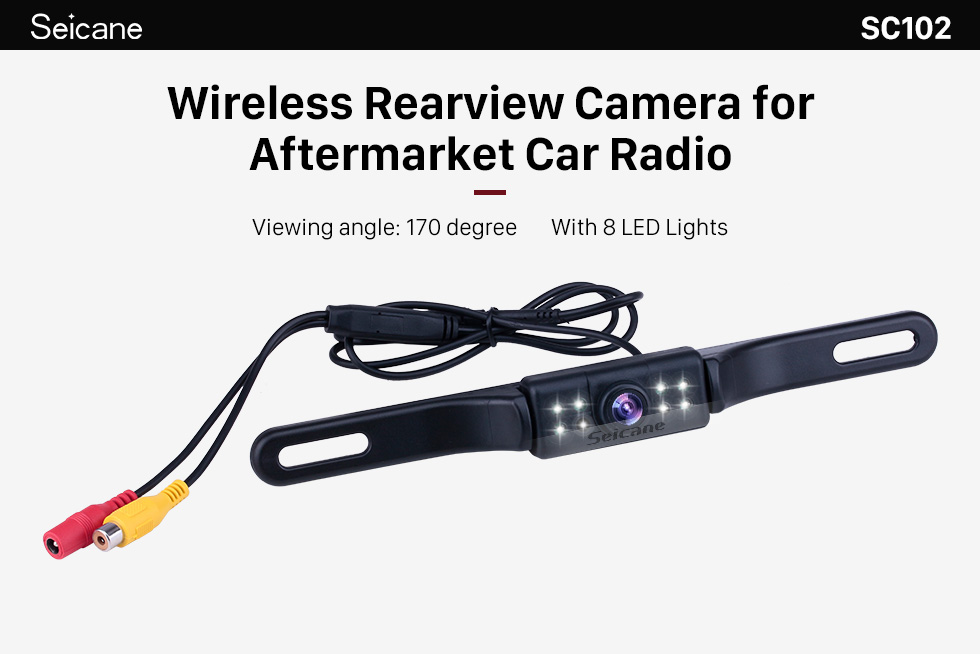 Seicane Seicane Wireless Rearview Camera for aftermarket car radio with 8 LED Lights