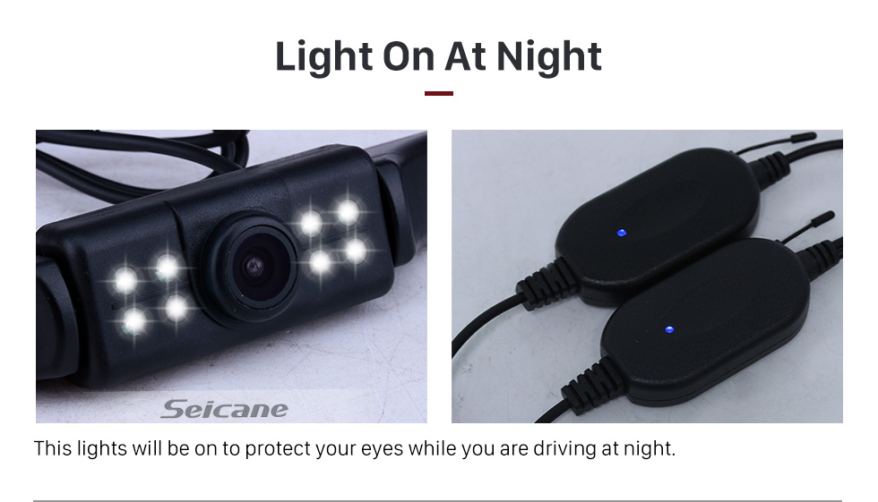 Seicane Seicane Wireless Rückfahrkamera für Aftermarket-Autoradio mit 8 LED-Leuchten