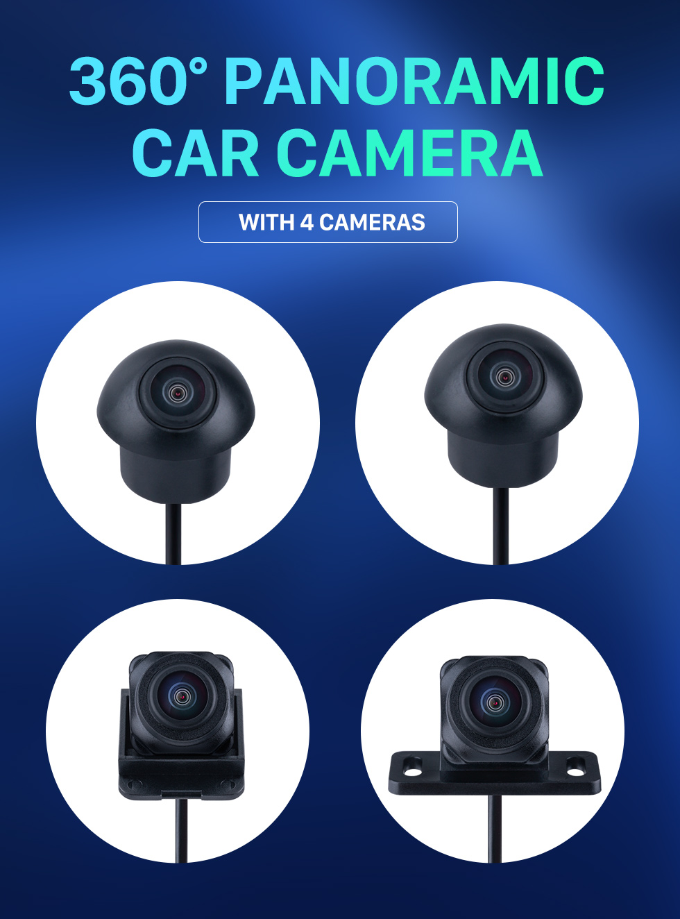 Seicane Caméra de voiture universelle à 360 ° à vue panoramique 360 degrés avant arrière gauche droite caméras avec Vision nocturne étanche
