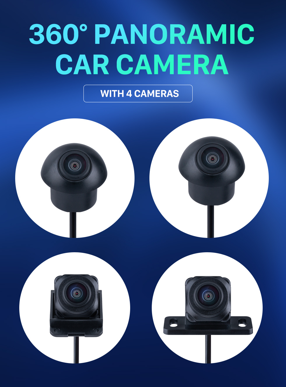 Seicane Cámara universal para automóvil con vista envolvente de 360 ° Cámaras panorámicas de 360 grados delanteras traseras izquierda derecha con visión nocturna impermeable