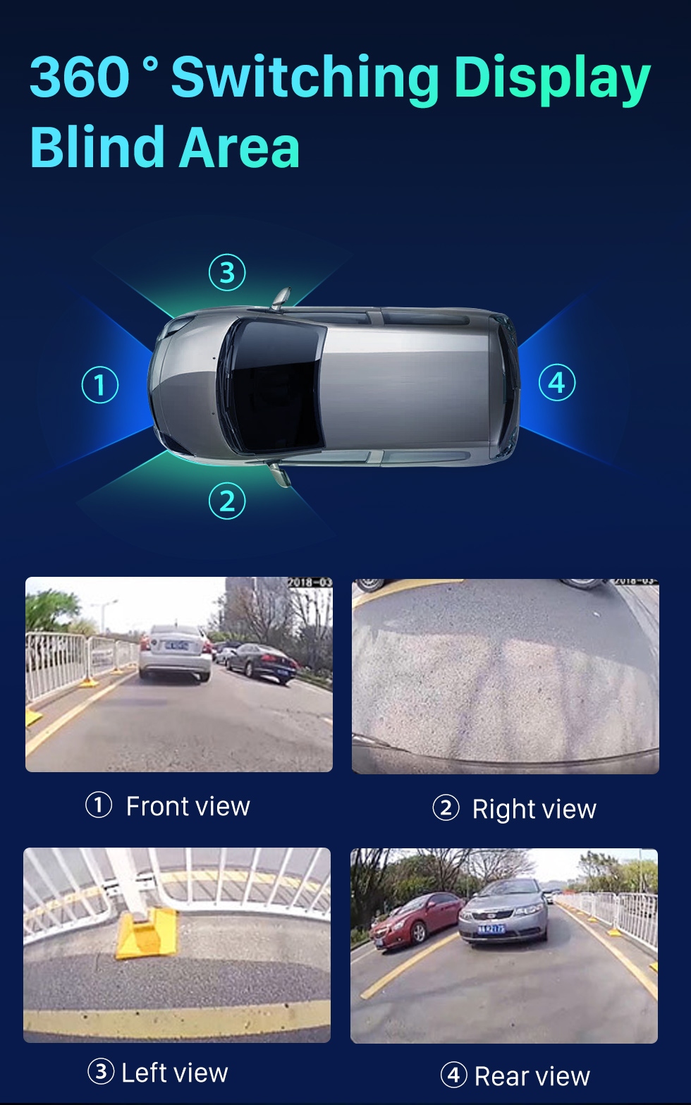 Seicane Câmera universal 360 ° Surround View para carro Câmeras panorâmicas dianteira traseira esquerda direita com visão noturna à prova d&amp;#39;água