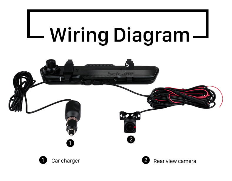 Seicane 9.66 inch 170 Degree Large Angle HD 1280*480 USB Video DVR Rearview Camera Automatic Cyclic Recording Seicane 9.66 inch 170 Degree Large Angle HD 1280*480 USB Video DVR Rearview Camera Automatic Cyclic Recording
