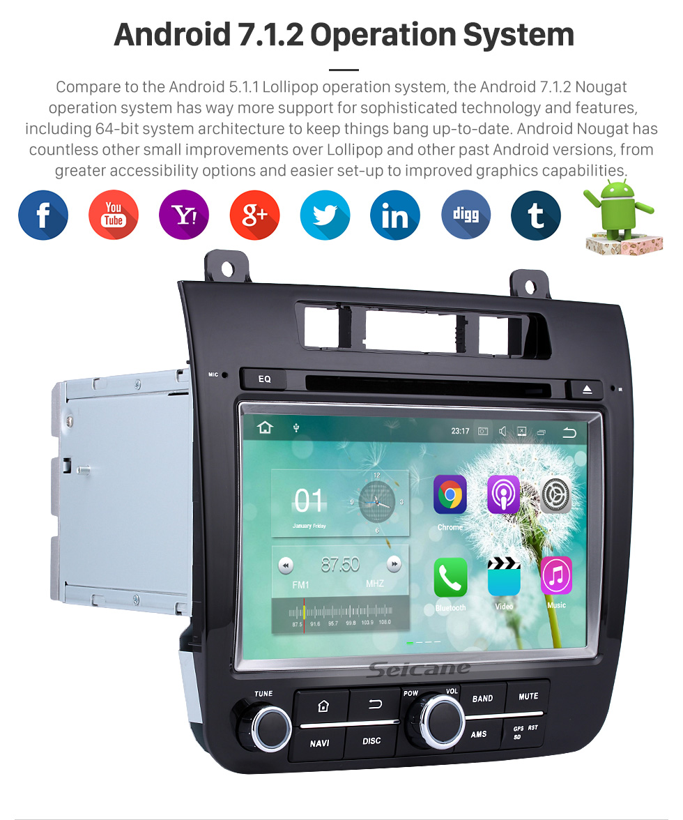 Seicane Android 5.1.1 2011-2014 VW Volkswagen TOUAREG Radio DVD player Bluetooth navigation system with Quad-core CPU 16 Flash HD touch screen OBD DVR Rear view camera TV Bluetooth 3G WIFI USB SD Seicane Android 5.1.1 2011-2014 VW Volkswagen TOUAREG Radio DVD player Bluetooth navigation system with Quad-core CPU 16 Flash HD touch screen OBD DVR Rear view camera TV Bluetooth 3G WIFI USB SD