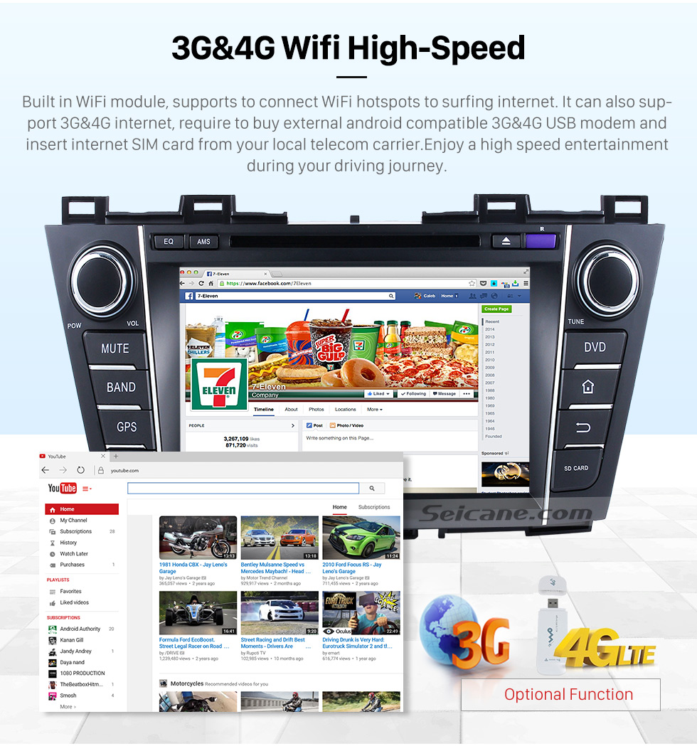 Seicane 2009-2012 Mazda PREMACY Android 7.1.1 DVD player Radio GPS navigation system Quad-core CPU 16G Flash Mirror link multi-touch screen OBD DVR Backup camera TV 3G WIFI USB SD Bluetooth Seicane 2009-2012 Mazda PREMACY Android 7.1.1 DVD player Radio GPS navigation system Quad-core CPU 16G Flash Mirror link multi-touch screen OBD DVR Backup camera TV 3G WIFI USB SD Bluetooth