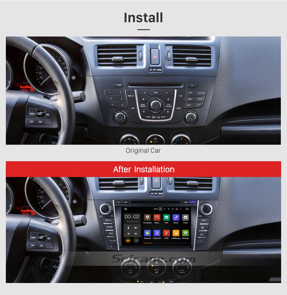 Seicane 2009-2012 Mazda PREMACY Android 7.1.1 DVD player Radio GPS navigation system Quad-core CPU 16G Flash Mirror link multi-touch screen OBD DVR Backup camera TV 3G WIFI USB SD Bluetooth Seicane 2009-2012 Mazda PREMACY Android 7.1.1 DVD player Radio GPS navigation system Quad-core CPU 16G Flash Mirror link multi-touch screen OBD DVR Backup camera TV 3G WIFI USB SD Bluetooth