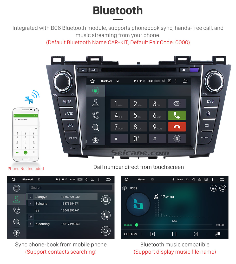 Seicane 2009-2012 Mazda PREMACY Android 7.1.1 DVD player Radio GPS navigation system Quad-core CPU 16G Flash Mirror link multi-touch screen OBD DVR Backup camera TV 3G WIFI USB SD Bluetooth Seicane 2009-2012 Mazda PREMACY Android 7.1.1 DVD player Radio GPS navigation system Quad-core CPU 16G Flash Mirror link multi-touch screen OBD DVR Backup camera TV 3G WIFI USB SD Bluetooth