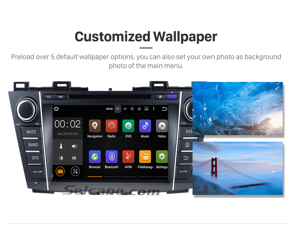 Seicane 2009-2012 Mazda PREMACY Android 7.1.1 DVD player Radio GPS navigation system Quad-core CPU 16G Flash Mirror link multi-touch screen OBD DVR Backup camera TV 3G WIFI USB SD Bluetooth Seicane 2009-2012 Mazda PREMACY Android 7.1.1 DVD player Radio GPS navigation system Quad-core CPU 16G Flash Mirror link multi-touch screen OBD DVR Backup camera TV 3G WIFI USB SD Bluetooth