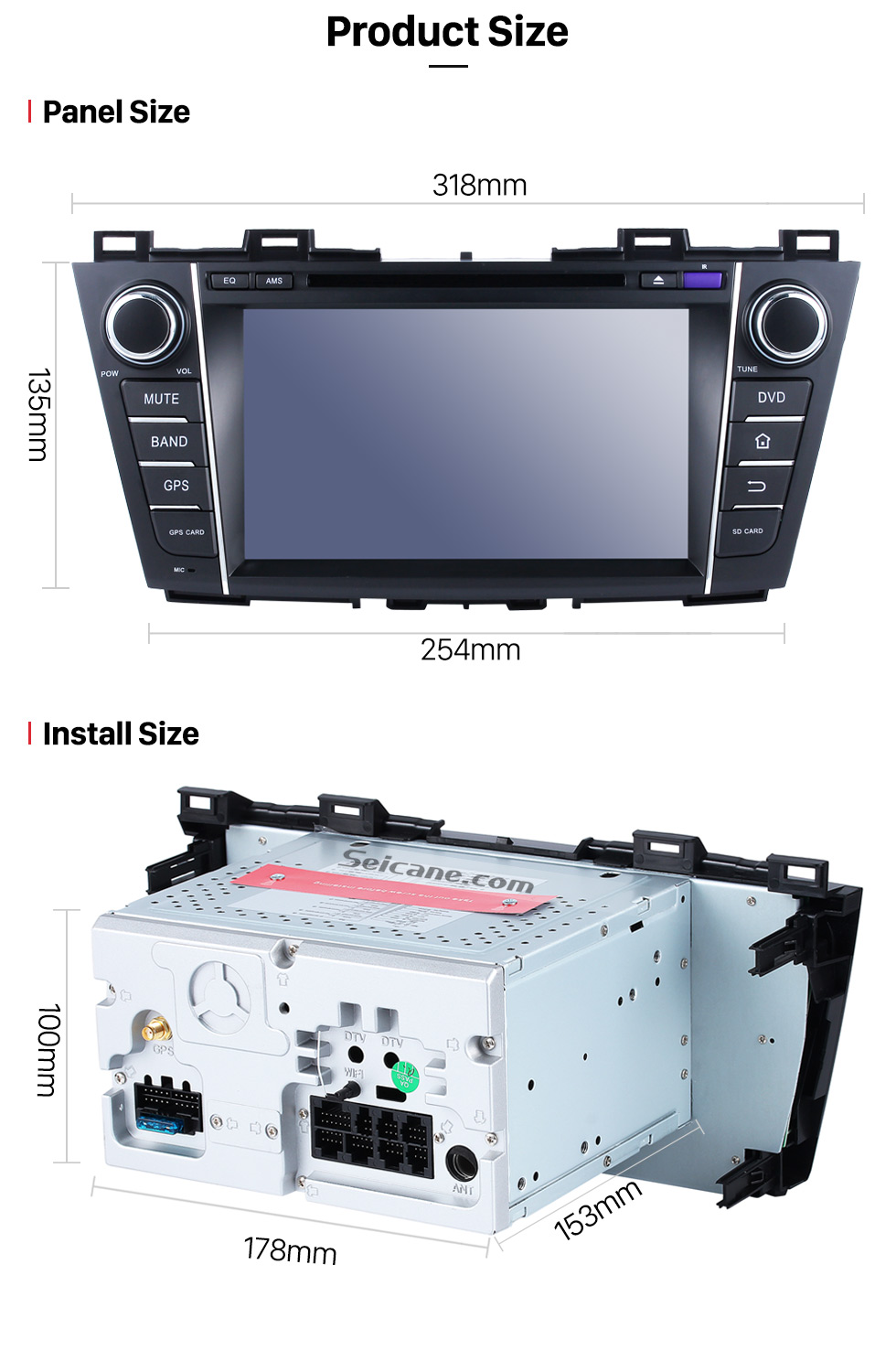 Seicane 2009-2012 Mazda PREMACY Android 7.1.1 DVD player Radio GPS navigation system Quad-core CPU 16G Flash Mirror link multi-touch screen OBD DVR Backup camera TV 3G WIFI USB SD Bluetooth Seicane 2009-2012 Mazda PREMACY Android 7.1.1 DVD player Radio GPS navigation system Quad-core CPU 16G Flash Mirror link multi-touch screen OBD DVR Backup camera TV 3G WIFI USB SD Bluetooth