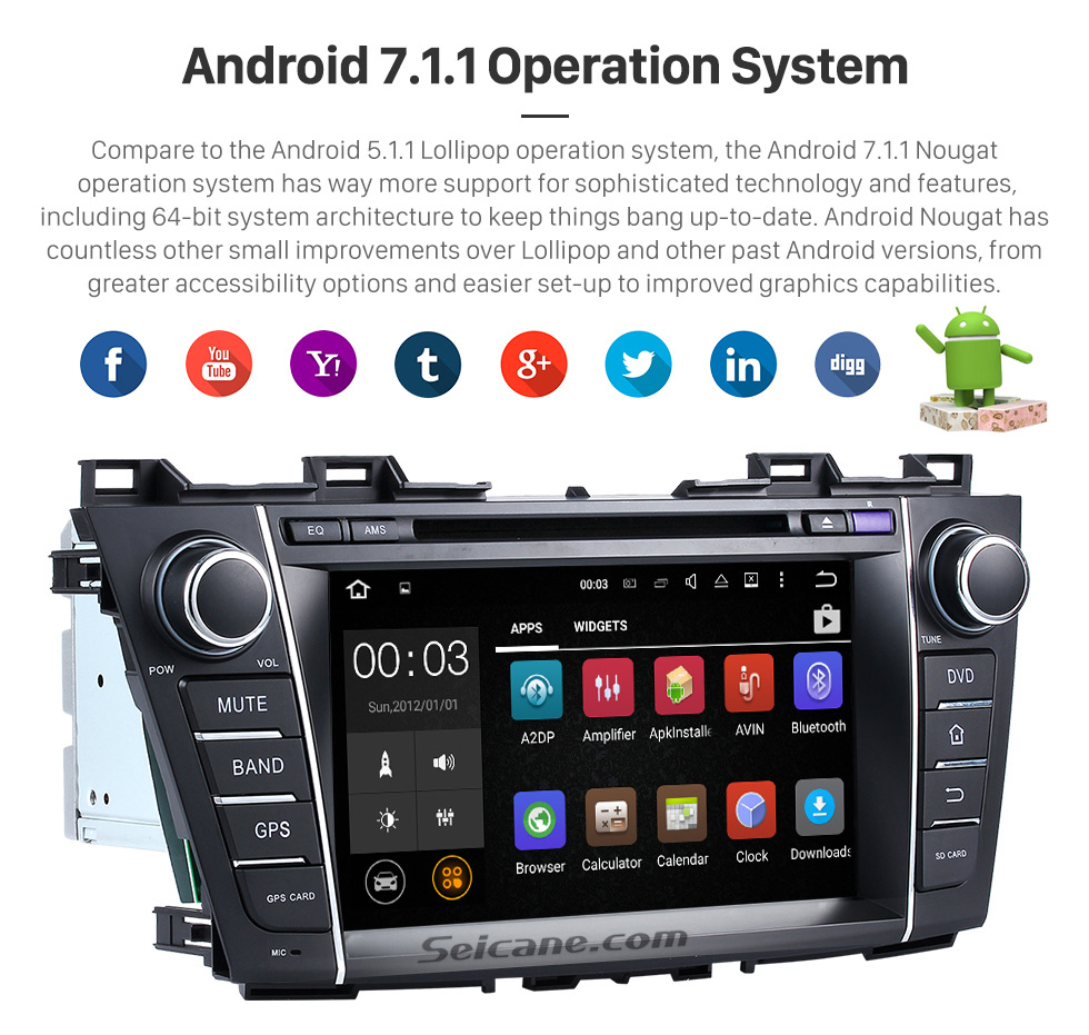 Seicane 2009-2012 Mazda PREMACY Android 7.1.1 DVD player Radio GPS navigation system Quad-core CPU 16G Flash Mirror link multi-touch screen OBD DVR Backup camera TV 3G WIFI USB SD Bluetooth Seicane 2009-2012 Mazda PREMACY Android 7.1.1 DVD player Radio GPS navigation system Quad-core CPU 16G Flash Mirror link multi-touch screen OBD DVR Backup camera TV 3G WIFI USB SD Bluetooth