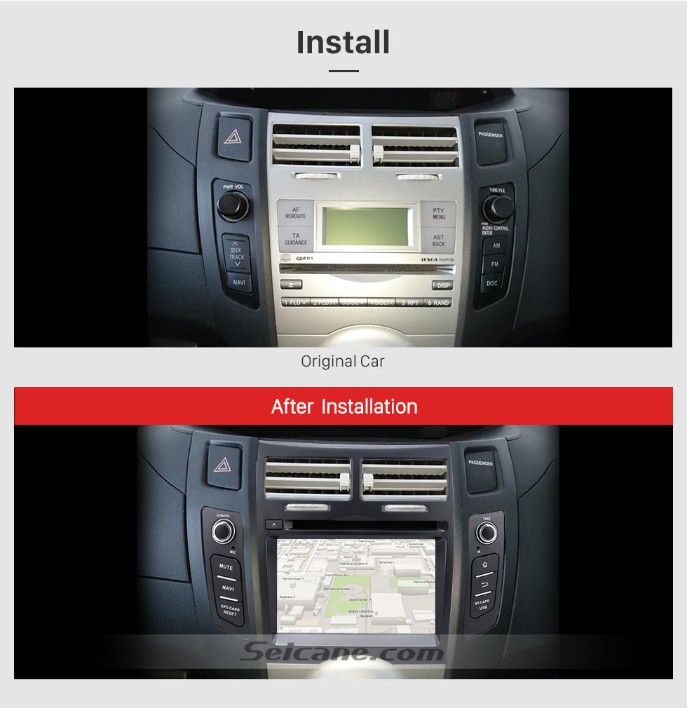 Seicane 2005-2011 Toyota YARIS OEM Autoradio Touch Screen Android 8.0 GPS navigation system with Bluetooth Mirror link OBD DVR TV USB SD 3G WIFI Rearview camera Seicane 2005-2011 Toyota YARIS OEM Autoradio Touch Screen Android 8.0 GPS navigation system with Bluetooth Mirror link OBD DVR TV USB SD 3G WIFI Rearview camera