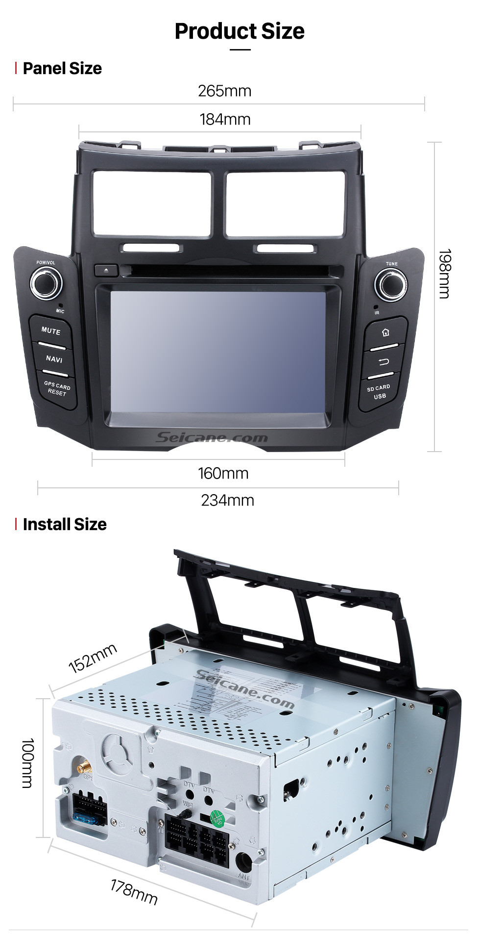 Seicane 2005-2011 Toyota YARIS OEM Autoradio Touch Screen Android 8.0 GPS navigation system with Bluetooth Mirror link OBD DVR TV USB SD 3G WIFI Rearview camera Seicane 2005-2011 Toyota YARIS OEM Autoradio Touch Screen Android 8.0 GPS navigation system with Bluetooth Mirror link OBD DVR TV USB SD 3G WIFI Rearview camera