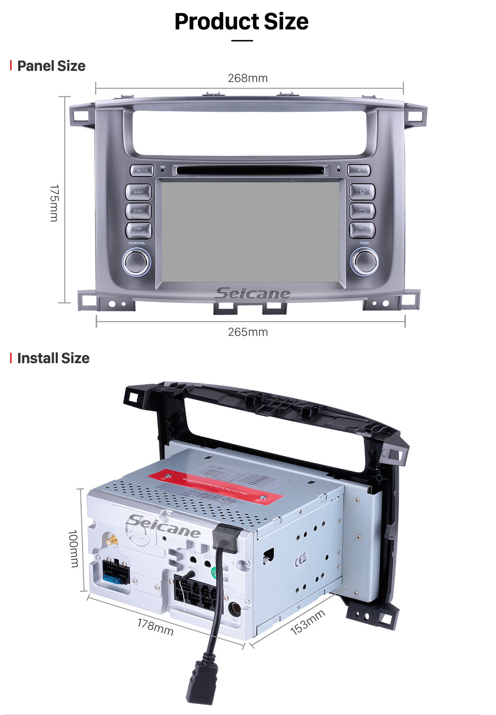 Seicane 1998-2007 Toyota Land Cruiser Android 7.1 GPS Radio navigation system with WIFI Bluetooth DVD player HD touch screen OBD DVR Backup camera TV 3G Mirror link USB SD 16G Flash Quad-core CPU Seicane 1998-2007 Toyota Land Cruiser Android 7.1 GPS Radio navigation system with WIFI Bluetooth DVD player HD touch screen OBD DVR Backup camera TV 3G Mirror link USB SD 16G Flash Quad-core CPU
