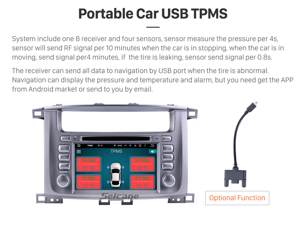 Seicane 1998-2007 Toyota Land Cruiser Android 7.1 GPS Radio navigation system with WIFI Bluetooth DVD player HD touch screen OBD DVR Backup camera TV 3G Mirror link USB SD 16G Flash Quad-core CPU Seicane 1998-2007 Toyota Land Cruiser Android 7.1 GPS Radio navigation system with WIFI Bluetooth DVD player HD touch screen OBD DVR Backup camera TV 3G Mirror link USB SD 16G Flash Quad-core CPU