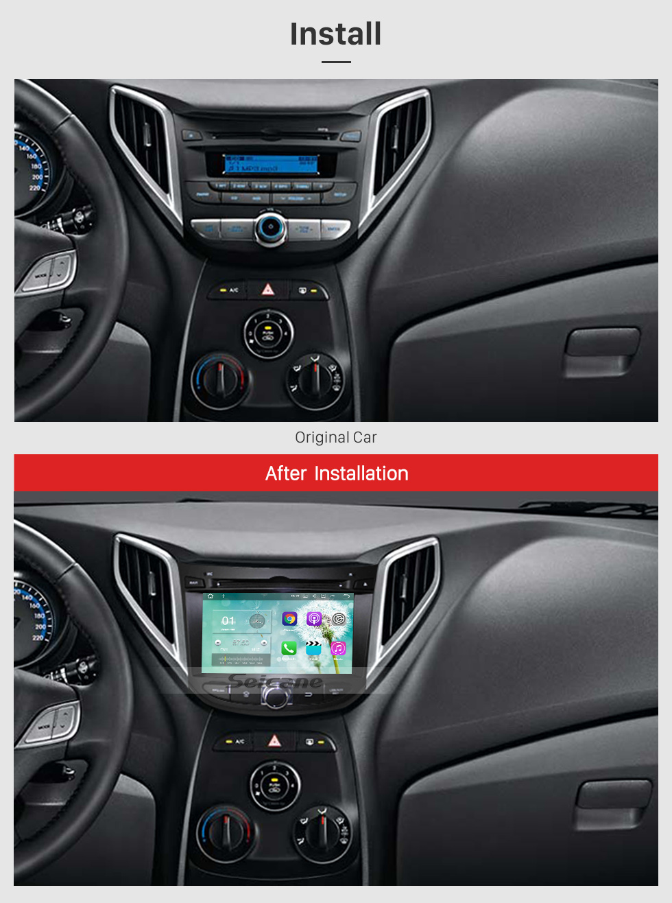 Seicane Android 5.1.1 2012 2013 Hyundai HB20 Radio DVD Player GPS navigation system HD 1024*600 touch screen OBD2 DVR Rearview camera TV 1080P Video 3G WIFI Steering Wheel Control Bluetooth USB SD Quad-core CPU Mirror link Seicane Android 5.1.1 2012 2013 Hyundai HB20 Radio DVD Player GPS navigation system HD 1024*600 touch screen OBD2 DVR Rearview camera TV 1080P Video 3G WIFI Steering Wheel Control Bluetooth USB SD Quad-core CPU Mirror link