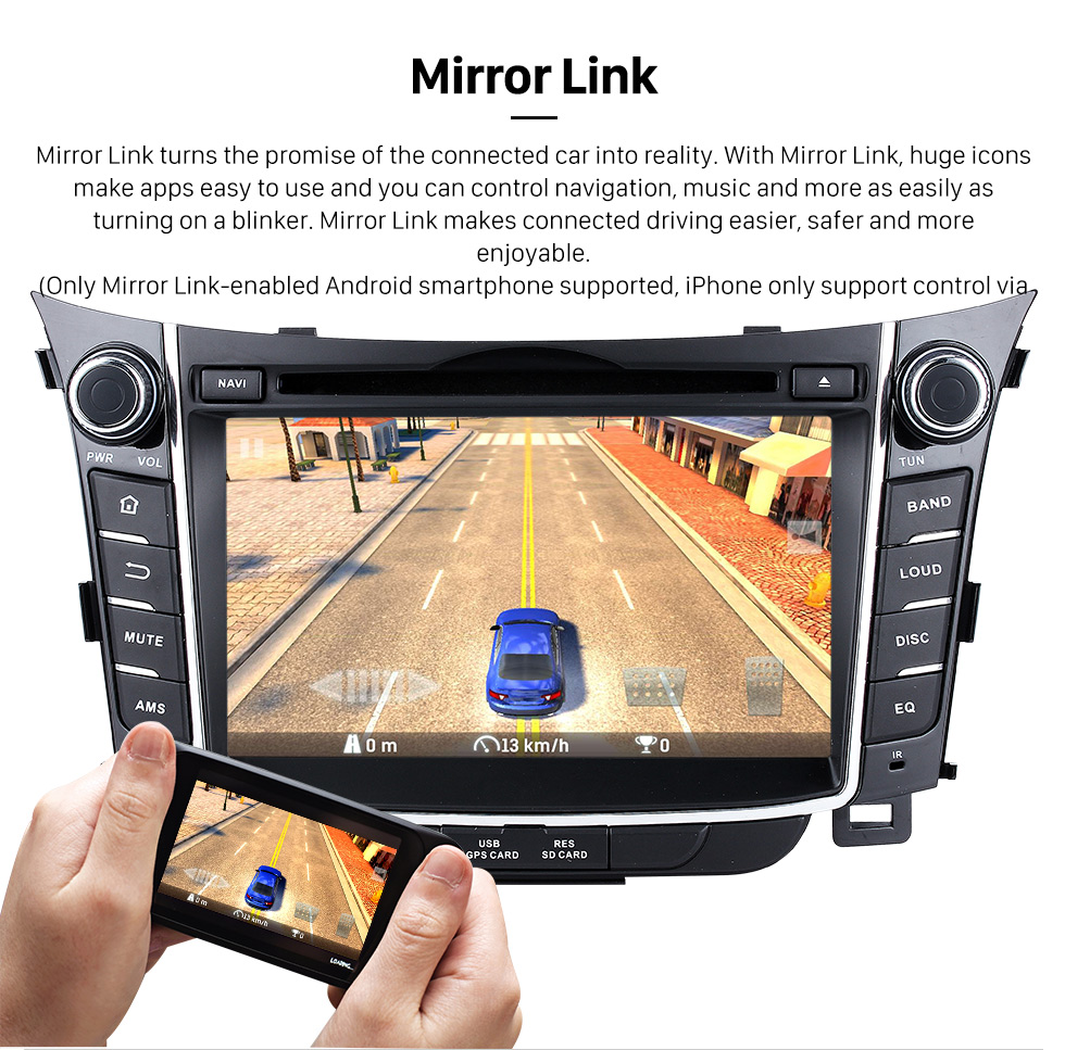 Seicane 2011 2012 2013 Hyundai I30 Android 5.1.1 Radio GPS navigation system with Bluetooth DVD Player HD 1024*600 touch screen OBD2 DVR Rearview camera TV 1080P Video 3G WIFI Steering Wheel Control USB SD Quad-core CPU Mirror link Seicane 2011 2012 2013 Hyundai I30 Android 5.1.1 Radio GPS navigation system with Bluetooth DVD Player HD 1024*600 touch screen OBD2 DVR Rearview camera TV 1080P Video 3G WIFI Steering Wheel Control USB SD Quad-core CPU Mirror link