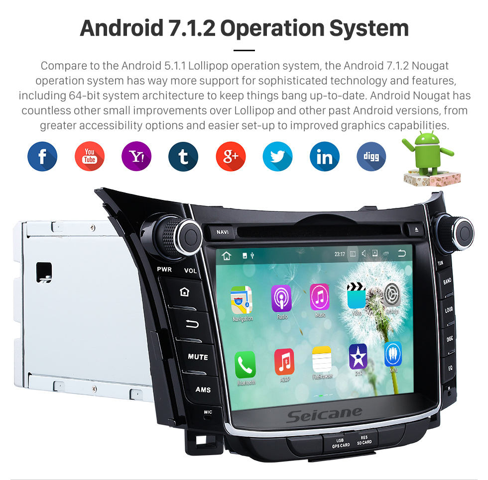 Seicane 2011 2012 2013 Hyundai I30 Android 5.1.1 Radio GPS navigation system with Bluetooth DVD Player HD 1024*600 touch screen OBD2 DVR Rearview camera TV 1080P Video 3G WIFI Steering Wheel Control USB SD Quad-core CPU Mirror link Seicane 2011 2012 2013 Hyundai I30 Android 5.1.1 Radio GPS navigation system with Bluetooth DVD Player HD 1024*600 touch screen OBD2 DVR Rearview camera TV 1080P Video 3G WIFI Steering Wheel Control USB SD Quad-core CPU Mirror link