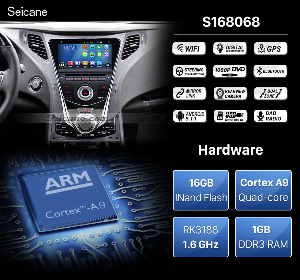 Seicane OEM Android 5.1 Radio GPS DVD player for 2011-2014 Hyundai HG with navigation system HD 1024*600 touch screen OBD2 DVR Rearview camera TV 3G WIFI Steering Wheel Control USB SD Bluetooth 1080P Video Quad-core CPU Mirror link Seicane OEM Android 5.1 Radio GPS DVD player for 2011-2014 Hyundai HG with navigation system HD 1024*600 touch screen OBD2 DVR Rearview camera TV 3G WIFI Steering Wheel Control USB SD Bluetooth 1080P Video Quad-core CPU Mirror link