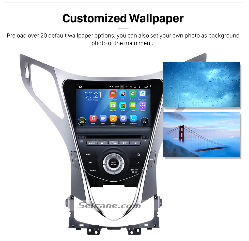 Seicane OEM Android 5.1 Radio GPS DVD player for 2011-2014 Hyundai HG with navigation system HD 1024*600 touch screen OBD2 DVR Rearview camera TV 3G WIFI Steering Wheel Control USB SD Bluetooth 1080P Video Quad-core CPU Mirror link Seicane OEM Android 5.1 Radio GPS DVD player for 2011-2014 Hyundai HG with navigation system HD 1024*600 touch screen OBD2 DVR Rearview camera TV 3G WIFI Steering Wheel Control USB SD Bluetooth 1080P Video Quad-core CPU Mirror link