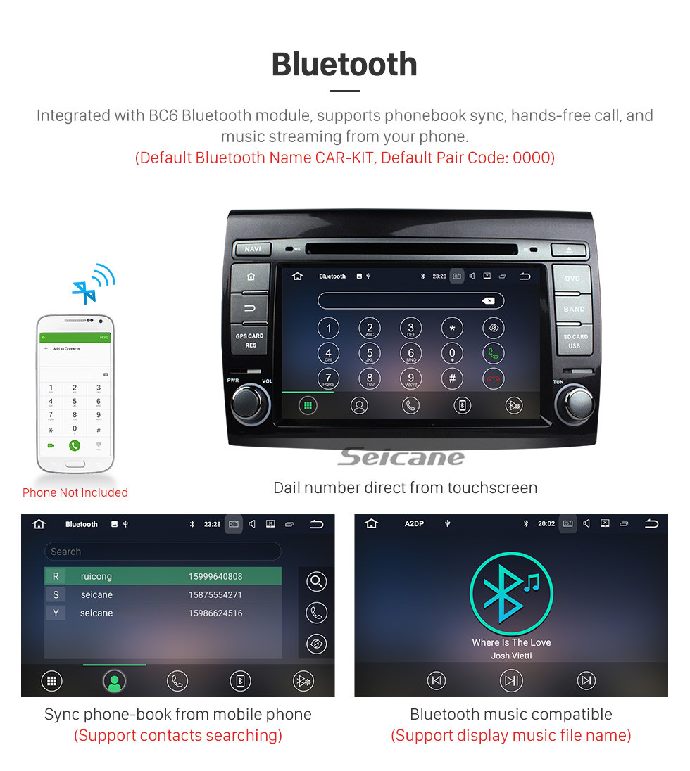 Seicane reine Android 7.1 Radio GPS Navigationssystem für 2007-2012 Fiat Bravo mit 3G WiFi DVD Bluetooth Spiegel Verknüpfung OBD2 HD 1080P Video Auto A / V AUX MP3 Rückfahrkamera Seicane reine Android 7.1 Radio GPS Navigationssystem für 2007-2012 Fiat Bravo mit 3G WiFi DVD Bluetooth Spiegel Verknüpfung OBD2 HD 1080P Video Auto A / V AUX MP3 Rückfahrkamera