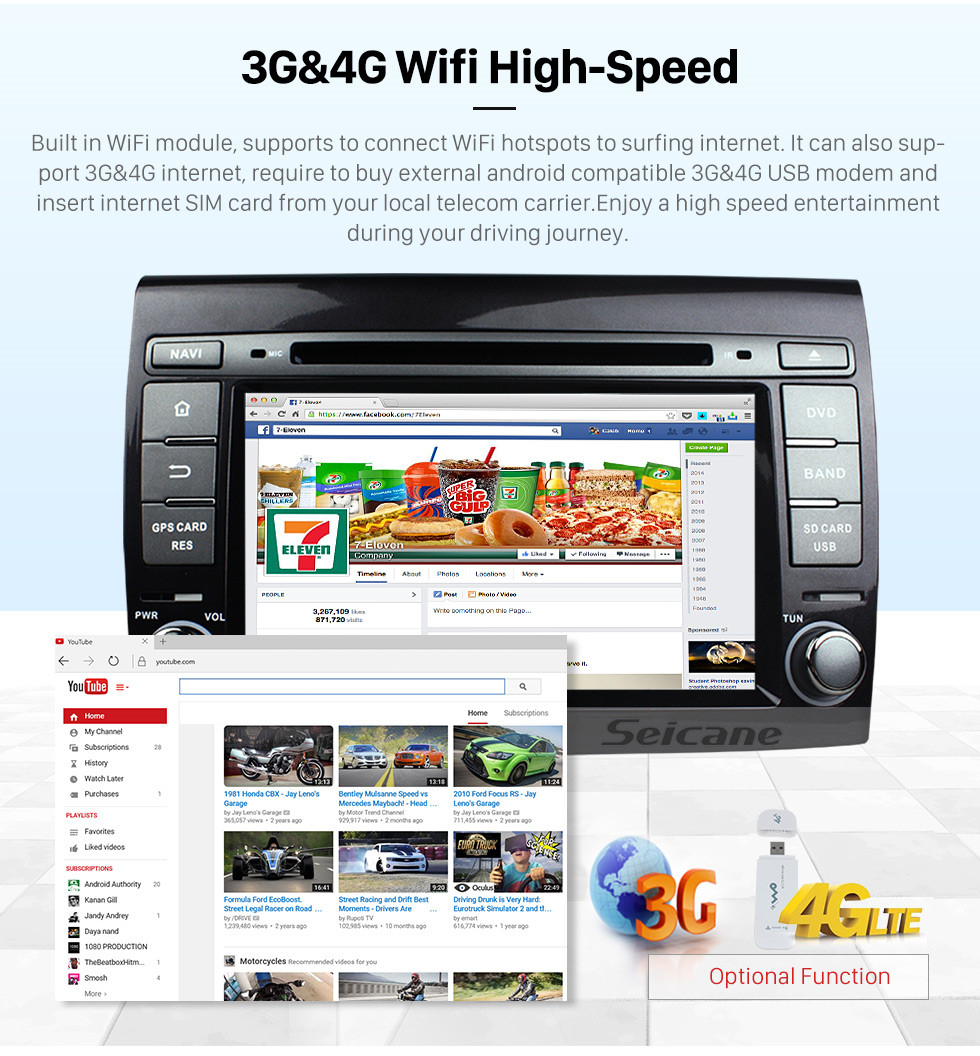 Seicane OEM leitor de DVD Android 7.1 Sistema de Navegação para 2007-2012 FIAT BRAVO com GPS Quatro núcleos CPU LinkMirror Rádio HD 1024*600 Ecrã Tátil OBD2 DVR Retrovisor Câmera TV 1080P Vídeo 3G WIFI Controle de volante Bluetooth USB SD Seicane OEM leitor de DVD Android 7.1 Sistema de Navegação para 2007-2012 FIAT BRAVO com GPS Quatro núcleos CPU LinkMirror Rádio HD 1024*600 Ecrã Tátil OBD2 DVR Retrovisor Câmera TV 1080P Vídeo 3G WIFI Controle de volante Bluetooth USB SD
