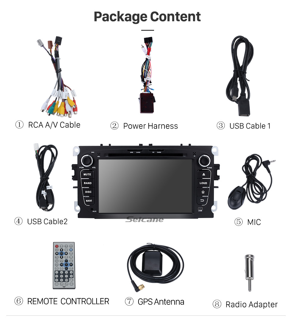 Seicane 2008-2010 Ford Focus Android 5.1.1 Radio GPS DVD player HD 1024*600 touch screen navigation system Bluetooth OBD2 DVR Rearview camera TV 1080P Video 3G WIFI Steering Wheel Control USB SD Quad-core CPU Mirror link Seicane 2008-2010 Ford Focus Android 5.1.1 Radio GPS DVD player HD 1024*600 touch screen navigation system Bluetooth OBD2 DVR Rearview camera TV 1080P Video 3G WIFI Steering Wheel Control USB SD Quad-core CPU Mirror link