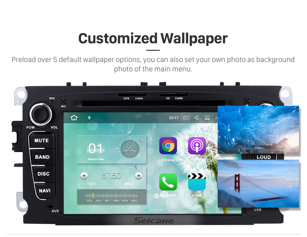 Seicane 2008-2010 Ford Focus Android 5.1.1 Radio GPS DVD player HD 1024*600 touch screen navigation system Bluetooth OBD2 DVR Rearview camera TV 1080P Video 3G WIFI Steering Wheel Control USB SD Quad-core CPU Mirror link Seicane 2008-2010 Ford Focus Android 5.1.1 Radio GPS DVD player HD 1024*600 touch screen navigation system Bluetooth OBD2 DVR Rearview camera TV 1080P Video 3G WIFI Steering Wheel Control USB SD Quad-core CPU Mirror link