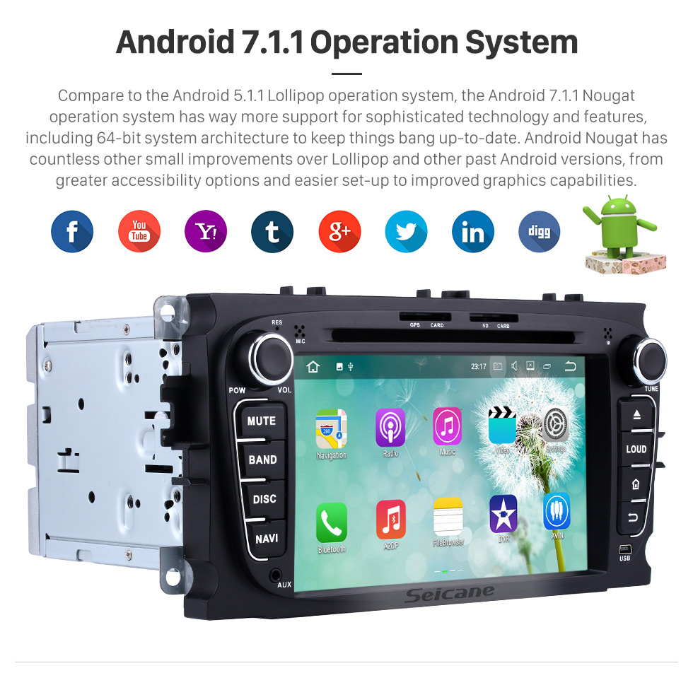 Seicane 2008-2010 Ford Focus Android 5.1.1 Radio GPS DVD player HD 1024*600 touch screen navigation system Bluetooth OBD2 DVR Rearview camera TV 1080P Video 3G WIFI Steering Wheel Control USB SD Quad-core CPU Mirror link Seicane 2008-2010 Ford Focus Android 5.1.1 Radio GPS DVD player HD 1024*600 touch screen navigation system Bluetooth OBD2 DVR Rearview camera TV 1080P Video 3G WIFI Steering Wheel Control USB SD Quad-core CPU Mirror link