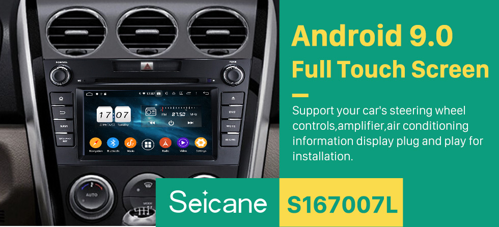 Seicane Android 9.0 HD 1024 * 600 Pantalla táctil Sistema de navegación GPS Radio para 2007-2014 Mazda CX-7 con reproductor de DVD Bluetooth Enlace espejo DVR TV Video WIFI Cámara de respaldo USB SD Control del volante OBD2 Seicane Android 9.0 HD 1024 * 600 Pantalla táctil Sistema de navegación GPS Radio para 2007-2014 Mazda CX-7 con reproductor de DVD Bluetooth Enlace espejo DVR TV Video WIFI Cámara de respaldo USB SD Control del volante OBD2