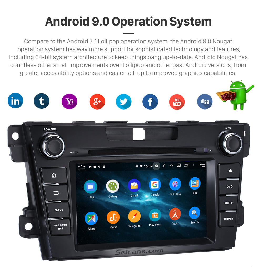Seicane Android 9.0 HD 1024 * 600 Pantalla táctil Sistema de navegación GPS Radio para 2007-2014 Mazda CX-7 con reproductor de DVD Bluetooth Enlace espejo DVR TV Video WIFI Cámara de respaldo USB SD Control del volante OBD2 Seicane Android 9.0 HD 1024 * 600 Pantalla táctil Sistema de navegación GPS Radio para 2007-2014 Mazda CX-7 con reproductor de DVD Bluetooth Enlace espejo DVR TV Video WIFI Cámara de respaldo USB SD Control del volante OBD2