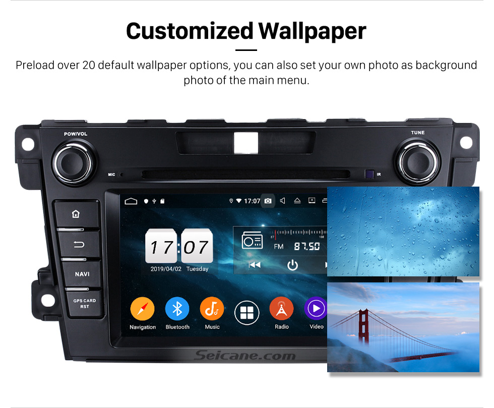 Seicane Android 9.0 HD 1024 * 600 Pantalla táctil Sistema de navegación GPS Radio para 2007-2014 Mazda CX-7 con reproductor de DVD Bluetooth Enlace espejo DVR TV Video WIFI Cámara de respaldo USB SD Control del volante OBD2 Seicane Android 9.0 HD 1024 * 600 Pantalla táctil Sistema de navegación GPS Radio para 2007-2014 Mazda CX-7 con reproductor de DVD Bluetooth Enlace espejo DVR TV Video WIFI Cámara de respaldo USB SD Control del volante OBD2