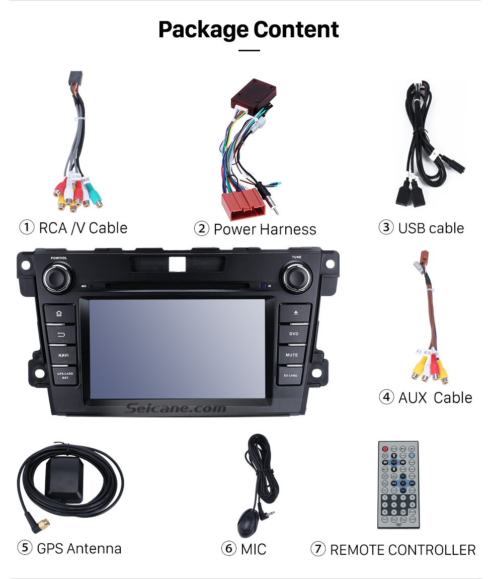 Seicane Android 9.0 HD 1024 * 600 Pantalla táctil Sistema de navegación GPS Radio para 2007-2014 Mazda CX-7 con reproductor de DVD Bluetooth Enlace espejo DVR TV Video WIFI Cámara de respaldo USB SD Control del volante OBD2 Seicane Android 9.0 HD 1024 * 600 Pantalla táctil Sistema de navegación GPS Radio para 2007-2014 Mazda CX-7 con reproductor de DVD Bluetooth Enlace espejo DVR TV Video WIFI Cámara de respaldo USB SD Control del volante OBD2