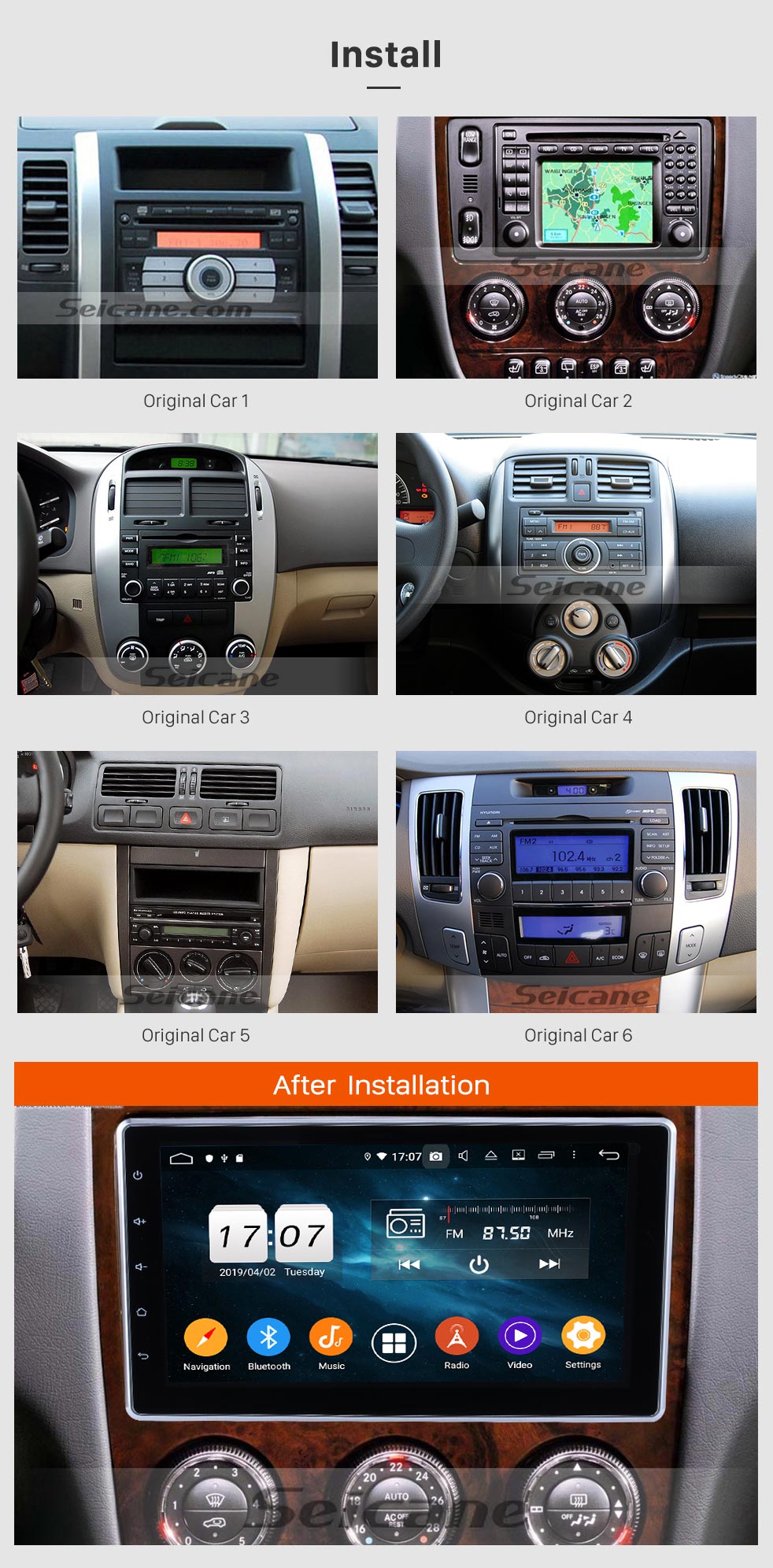 Seicane 10.1 pulgadas 2 DIN Universal 1024 * 600 Pantalla táctil Android 9.0 radio Sistema de navegación GPS con WIFI 3G Bluetooth Música USB OBD2 AUX Radio Cámara de respaldo Control del volante Seicane 10.1 pulgadas 2 DIN Universal 1024 * 600 Pantalla táctil Android 9.0 radio Sistema de navegación GPS con WIFI 3G Bluetooth Música USB OBD2 AUX Radio Cámara de respaldo Control del volante