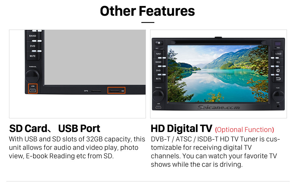Seicane Android 8.0 Car DVD Player Radio GPS Navigation System For 2004-2010 Kia Sportage With TV tuner Remote Control Bluetooth Touch Screen Seicane Android 8.0 Car DVD Player Radio GPS Navigation System For 2004-2010 Kia Sportage With TV tuner Remote Control Bluetooth Touch Screen
