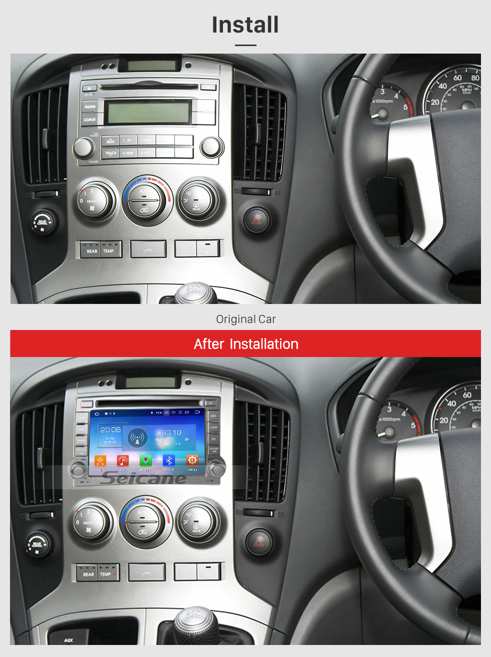 Seicane OEM Android 8.0 Radio GPS navigation system for 2009-2012 Hyundai H1 with Bluetooth DVD player touch screen OBD2 DVR Rearview camera TV 1080P Video 3G WIFI Steering Wheel Control USB Mirror link Seicane OEM Android 8.0 Radio GPS navigation system for 2009-2012 Hyundai H1 with Bluetooth DVD player touch screen OBD2 DVR Rearview camera TV 1080P Video 3G WIFI Steering Wheel Control USB Mirror link