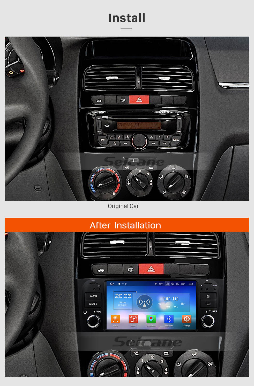 Seicane 2007-2013 FLAT LINEA Android 8.0 Radio-DVD-Spieler GPS-Navigationssystem DVR DAB + TPMS Backup-Kamera-Spiegel-Link- Seicane 2007-2013 FLAT LINEA Android 8.0 Radio-DVD-Spieler GPS-Navigationssystem DVR DAB + TPMS Backup-Kamera-Spiegel-Link-