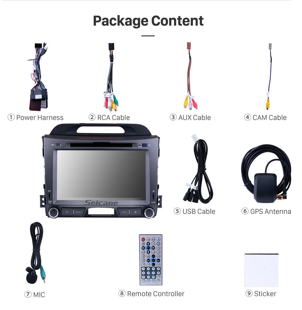Seicane 2010-2013 KIA SPORTAGE Android 8.0 Aftermarket Radio GPS DVD player navigation system HD 1024*600 touch screen Bluetooth Music OBD2 DVR Rearview camera TV 1080P Video USB SD 4G WIFI Steering Wheel Control Mirror link Seicane 2010-2013 KIA SPORTAGE Android 8.0 Aftermarket Radio GPS DVD player navigation system HD 1024*600 touch screen Bluetooth Music OBD2 DVR Rearview camera TV 1080P Video USB SD 4G WIFI Steering Wheel Control Mirror link