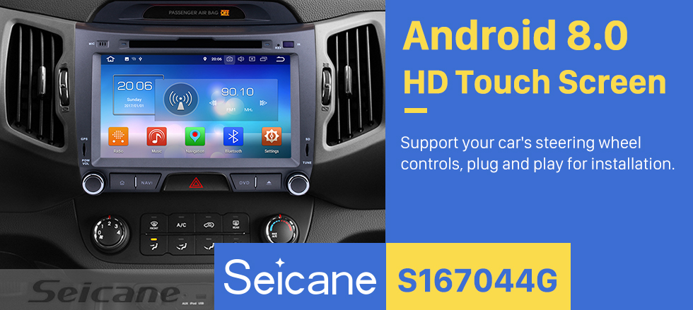 Seicane 2010-2013 KIA SPORTAGE Android 8.0 Aftermarket Radio GPS DVD player navigation system HD 1024*600 touch screen Bluetooth Music OBD2 DVR Rearview camera TV 1080P Video USB SD 4G WIFI Steering Wheel Control Mirror link Seicane 2010-2013 KIA SPORTAGE Android 8.0 Aftermarket Radio GPS DVD player navigation system HD 1024*600 touch screen Bluetooth Music OBD2 DVR Rearview camera TV 1080P Video USB SD 4G WIFI Steering Wheel Control Mirror link