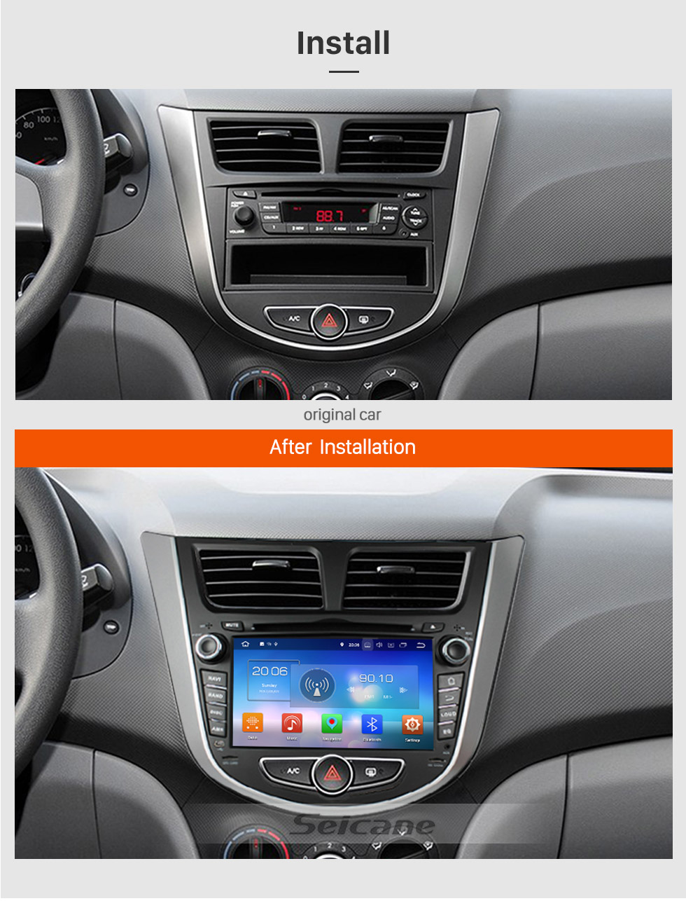 Seicane OEM 2011 2012 2013 Hyundai Verna Android 8.0 DVD player GPS navigation system with Bluetooth Radio HD 1024*600 touch screen OBD2 DVR Rearview camera TV 1080P Video 3G WIFI Steering Wheel Control USB Mirror link Seicane OEM 2011 2012 2013 Hyundai Verna Android 8.0 DVD player GPS navigation system with Bluetooth Radio HD 1024*600 touch screen OBD2 DVR Rearview camera TV 1080P Video 3G WIFI Steering Wheel Control USB Mirror link